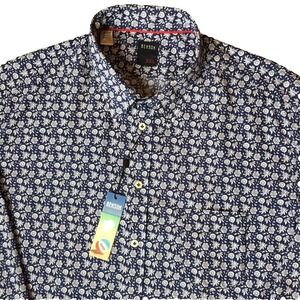 Benson New York Men's XXL Dress Shirt Blue Floral Long Sleeve NWT